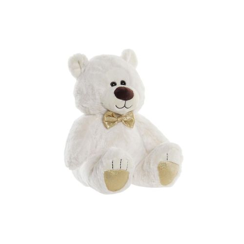 Oso de Peluche DKD Home Decor Pajarita Blanco Dorado Metal Infantil Oso 30 x 40 cm 30 x 30 x 36 cm