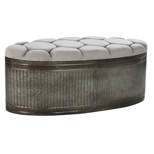 Banqueta DKD Home Decor   Beige Metal Poliéster Marrón oscuro (121 x 44 x 47,5 cm)