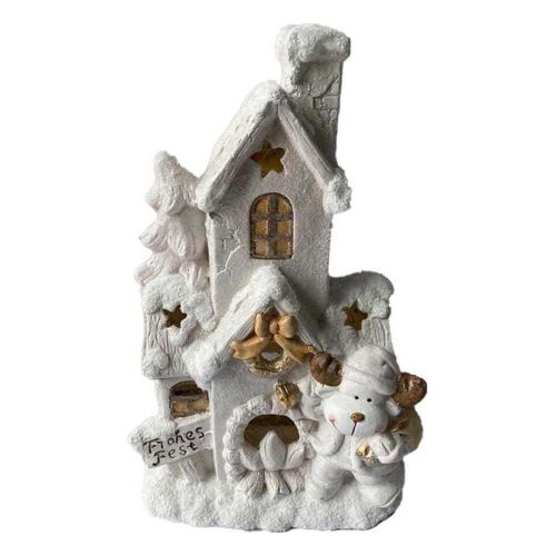 Adorno Navideño DKD Home Decor Casa Blanco Nevado 32 x 21 x 52 cm