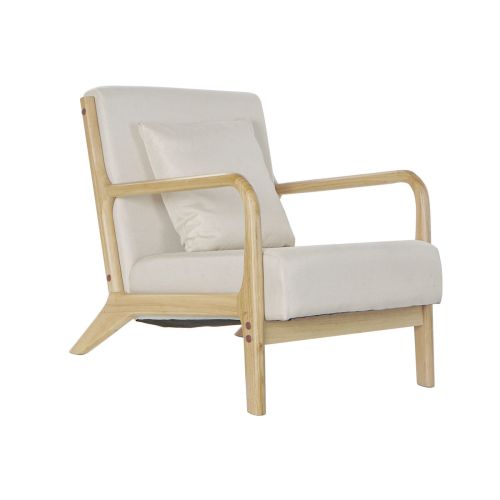 Sillón DKD Home Decor Beige Poliéster Madera MDF (65 x 77 x 73 cm)