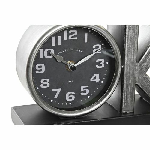 Reloj de Mesa DKD Home Decor 23 x 8 x 15 cm Plateado Negro Hierro (2 Unidades)