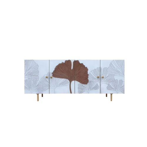 Aparador DKD Home Decor Blanco Marrón Dorado Metal Madera de mango 177 x 45 x 75 cm