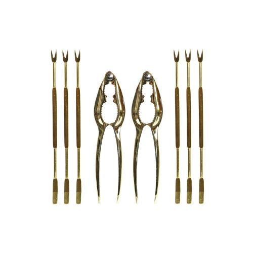 Set para Marisco DKD Home Decor Dorado Acero Inoxidable 8 Piezas 3 x 3 x 15 cm