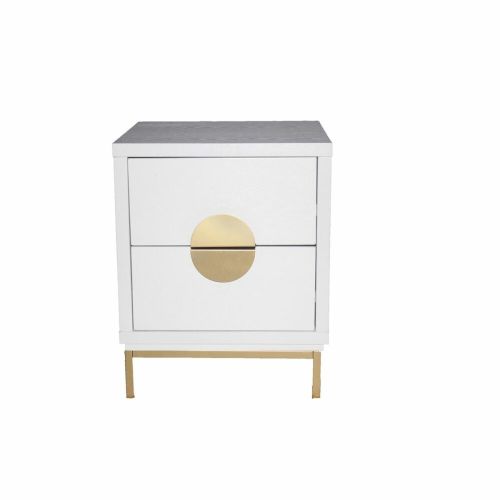 Mesita de Noche DKD Home Decor Blanco Dorado Metal Madera MDF 40 x 40 x 50 cm 50 x 35 x 60 cm 40 x 49 x 50 cm