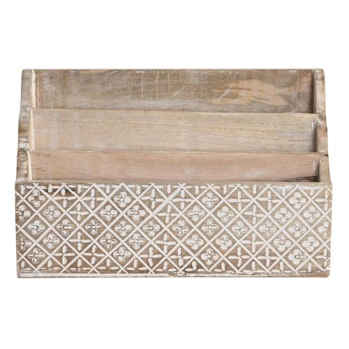 Organizador Multiusos DKD Home Decor Blanco Natural Madera de mango 32 x 13 x 21 cm 33 x 12 x 21 cm Hojas (12 Unidades)