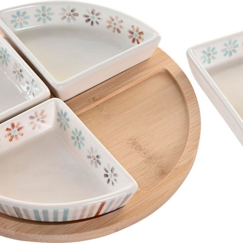 Bandeja de Aperitivos DKD Home Decor 21,5 x 21,5 x 1 cm Multicolor Gres