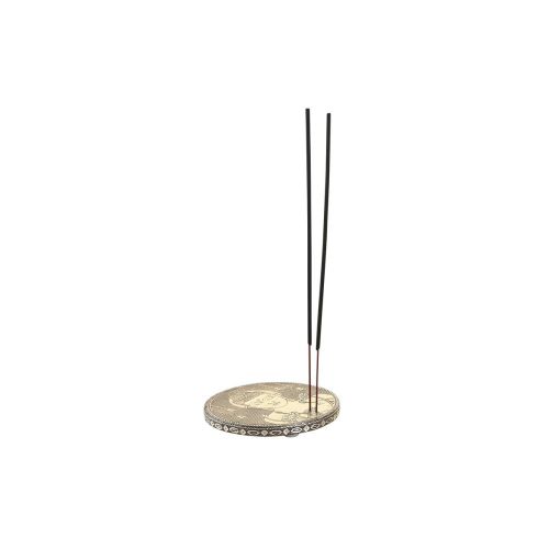 Soporte DKD Home Decor Ø 10 cm Madera Aluminio Buda Árabe