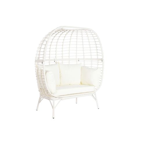 Sillón de jardín DKD Home Decor 130 x 68 x 146 cm ratán sintético Acero Blanco