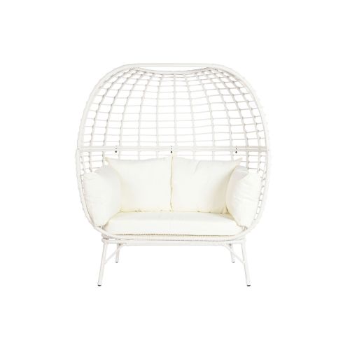 Sillón de jardín DKD Home Decor 130 x 68 x 146 cm ratán sintético Acero Blanco