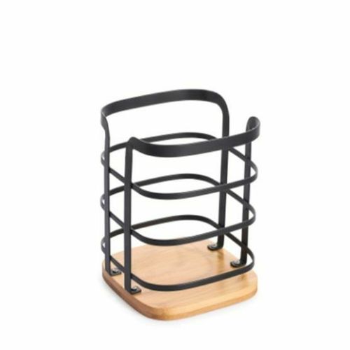 Organizador para Cubiertos DKD Home Decor 12 x 12 x 14,5 cm Natural Negro Acero