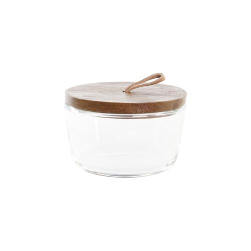 Set de 2 Botes DKD Home Decor 20,5 x 10,5 x 7 cm Cristal Marrón Transparente Acacia 240 ml