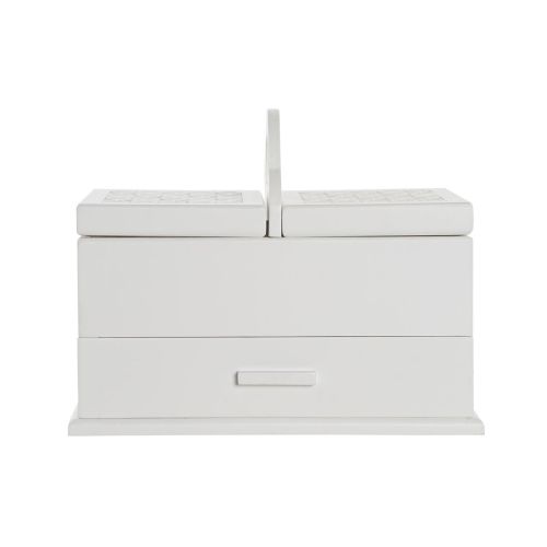 Caja-Joyero DKD Home Decor Cristal Blanco Marfil Madera MDF 30 x 17 x 24 cm