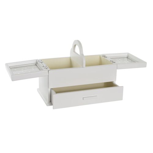 Caja-Joyero DKD Home Decor Cristal Blanco Marfil Madera MDF 30 x 17 x 24 cm