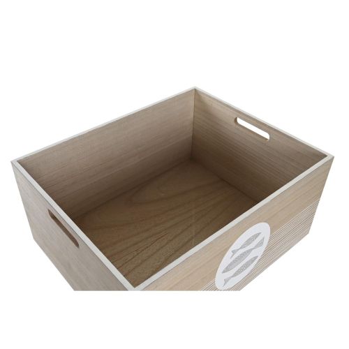 Caja Decorativa DKD Home Decor Natural Madera MDF Espirales Mediterráneo 50 x 40 x 22,5 cm