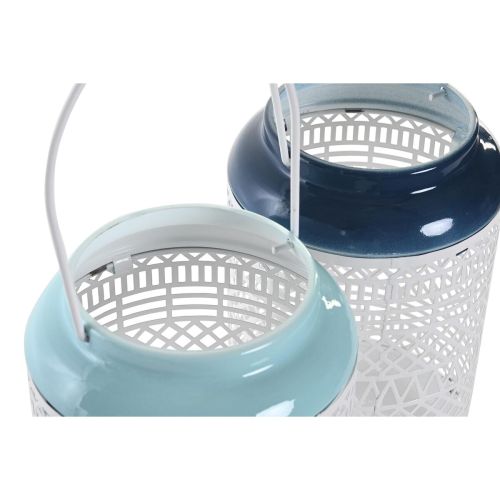 Portavelas DKD Home Decor Azul cielo Azul marino Metal 15 x 15 x 24,5 cm (2 Unidades)