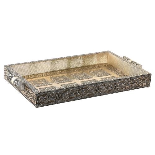 Bandeja DKD Home Decor Champán Madera Metal 36 x 22 x 4 cm