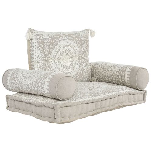 Sillón DKD Home Decor Blanco Beige 90 x 56 x 15 cm