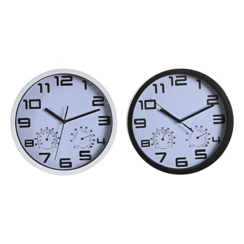 Reloj de Pared DKD Home Decor 25,5 x 4 x 25,5 cm Negro Blanco Poliestireno (2 Unidades)