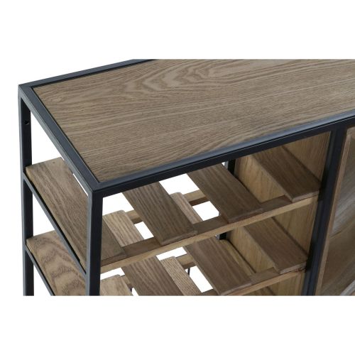 Botellero DKD Home Decor 80 x 24 x 44 cm Abeto Natural Negro Metal Marrón Madera MDF