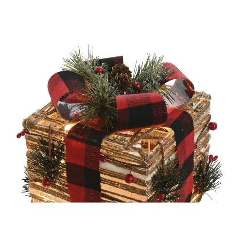 Adorno Navideño DKD Home Decor Rojo Natural 25 x 25 x 25 cm (3 Piezas)