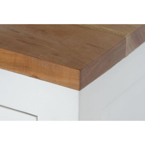 Mesita de Noche DKD Home Decor Blanco Marrón Acacia Madera de mango 45 x 40 x 60 cm