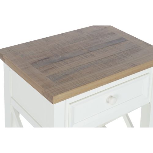 Mesita de Noche DKD Home Decor Beige Natural Madera de Paulonia 49,5 x 35 x 61 cm