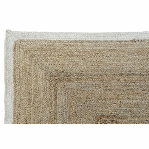 Alfombra DKD Home Decor Scandi Poliéster Algodón Blanco Marrón claro Jute 120 x 180 x 1 cm