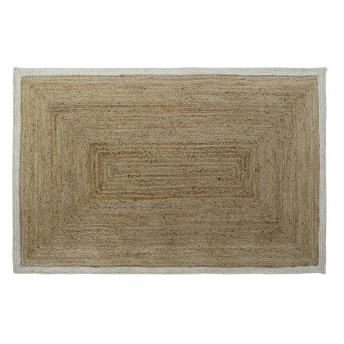 Alfombra DKD Home Decor Scandi Poliéster Algodón Blanco Marrón claro Jute 120 x 180 x 1 cm