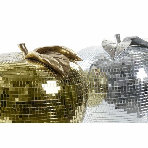 Bola de Discoteca DKD Home Decor Plateado Dorado Resina Manzana Moderno (21 x 21 x 19 cm) (2 Unidades)