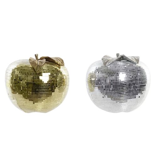 Bola de Discoteca DKD Home Decor Plateado Dorado Resina Manzana Moderno (21 x 21 x 19 cm) (2 Unidades)