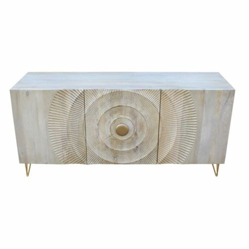 Aparador DKD Home Decor 160 x 45 x 75 cm Dorado Metal Blanco Madera de mango