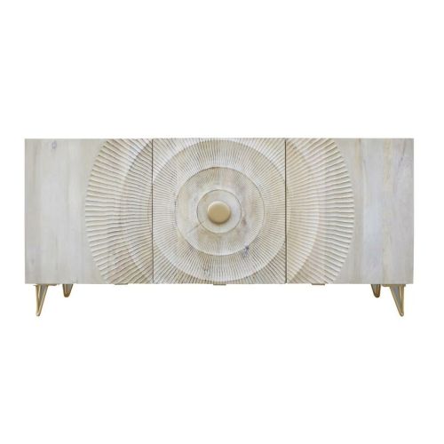 Aparador DKD Home Decor 160 x 45 x 75 cm Dorado Metal Blanco Madera de mango