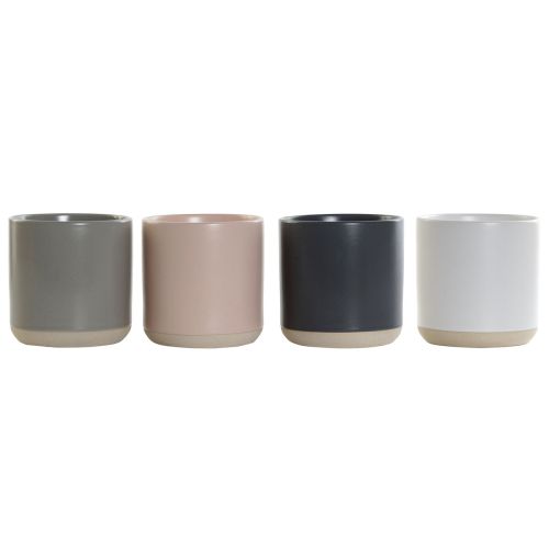 Taza Mug DKD Home Decor Rosa claro Gris oscuro Gris claro Gres (350 ml) (4 Unidades)