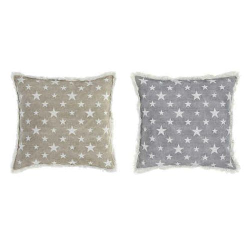 Cojín DKD Home Decor Gris Beige Poliéster Algodón Aluminio (45 x 10 x 45 cm) (2 Unidades)