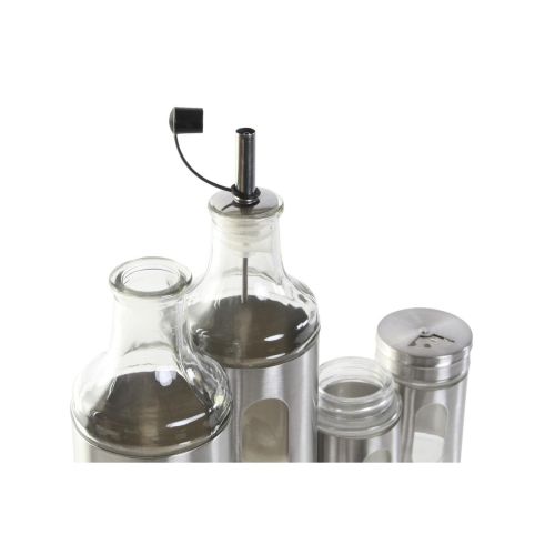 Set para Aliñar DKD Home Decor Cristal Plateado Acero Inoxidable (22 x 5,4 x 22 cm)