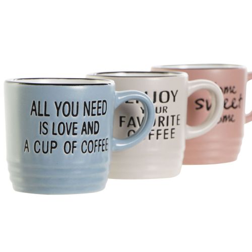 Juego de Tazas de Café DKD Home Decor Multicolor Gres 90 ml Frases originales
