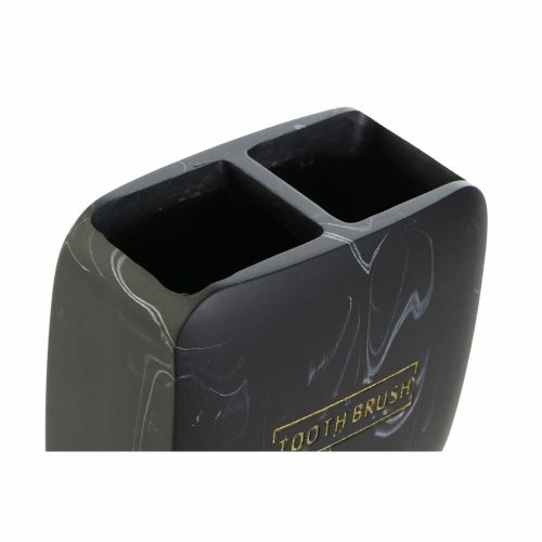Portacepillos de Dientes DKD Home Decor Negro Mármol (10,5 x 6,5 x 10 cm)