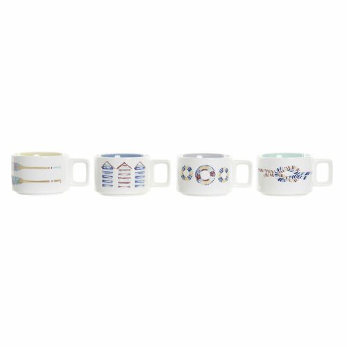 Juego de Tazas de Café DKD Home Decor Azul Multicolor Metal Dolomita 260 ml