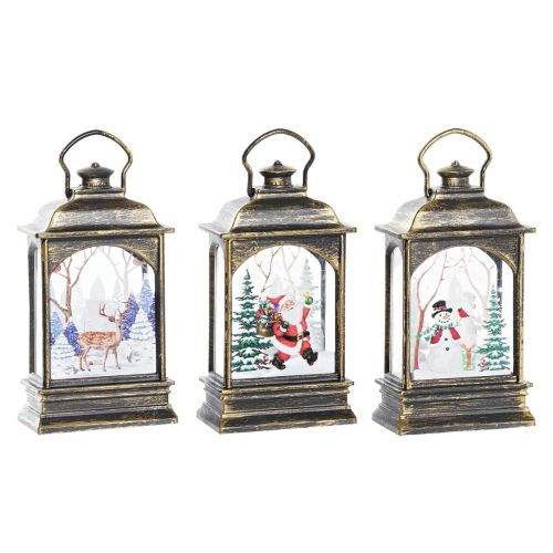 Decoración luminosa DKD Home Decor Navidad Negro Dorado (7 x 4 x 13,5 cm) (3 Unidades)