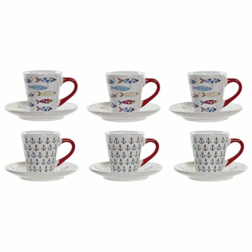 Juego de Tazas de Café DKD Home Decor Multicolor Metal Gres 130 ml