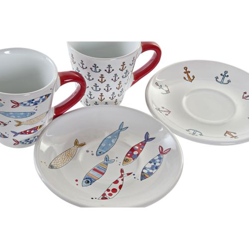 Juego de Tazas de Café DKD Home Decor Multicolor Metal Gres 130 ml