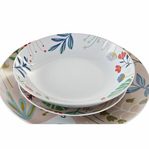 Set de Vajilla DKD Home Decor Multicolor Porcelana Flores Urbano 27 x 27 x 3 cm 18 Piezas (18 pcs)
