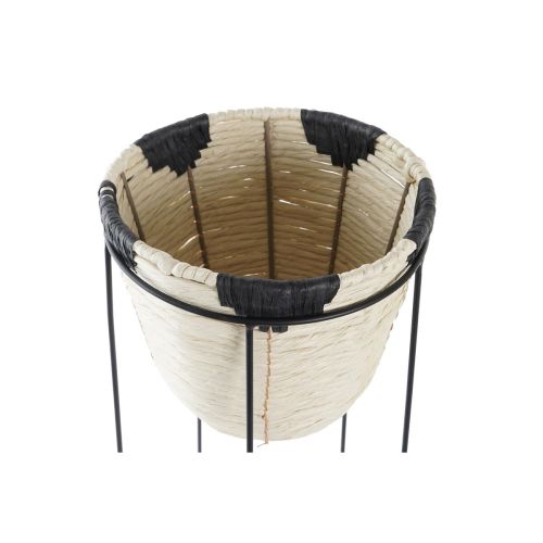 Macetero DKD Home Decor Natural Negro Metal Colonial Fibra (30 x 30 x 62 cm)