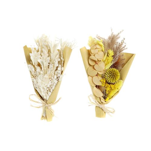 Ramo DKD Home Decor Beige Amarillo Flor seca (10 x 5 x 18 cm) (2 Unidades)