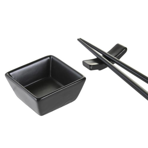 Set de Sushi DKD Home Decor Natural Negro Bambú Gres Oriental