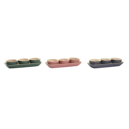 Set de Aperitivo DKD Home Decor Bambú 32 x 12,7 x 3,5 cm (3 Unidades)