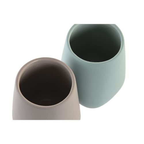 Portacepillos de Dientes DKD Home Decor Verde Beige Dolomita 8 x 8 x 11 cm (2 Unidades)