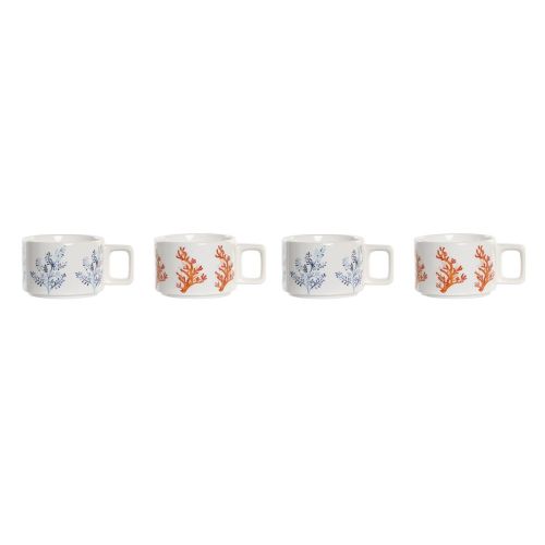Juego de Tazas de Café DKD Home Decor Azul Fucsia Metal Dolomita 260 ml