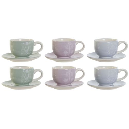 Juego de Café DKD Home Decor Azul Blanco Verde Lila Metal Dolomita 180 ml