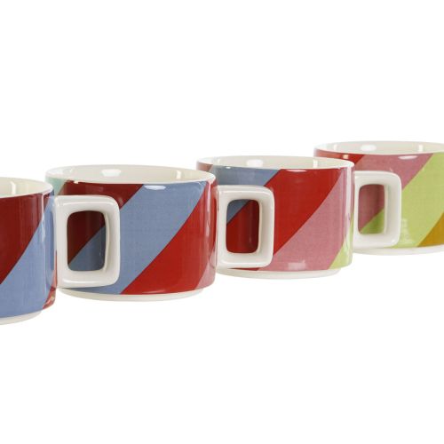 Juego de Tazas de Café DKD Home Decor Blanco Multicolor Marrón claro Metal Bambú Dolomita 260 ml